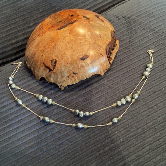 Vintage Monet double strand faux grey pearl and bead necklace. 16” - Picture 6 of 7